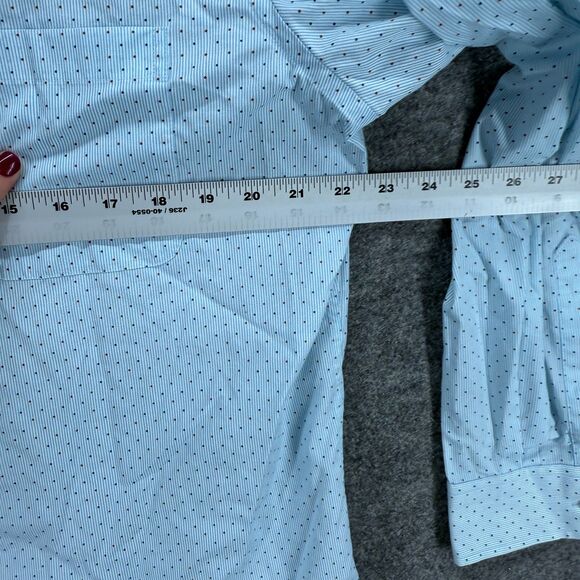 Croft & Barrow Shirt Men 16 Blue Polka Dot Button Up Collared Long Sleeve Cotton - Picture 5 of 7